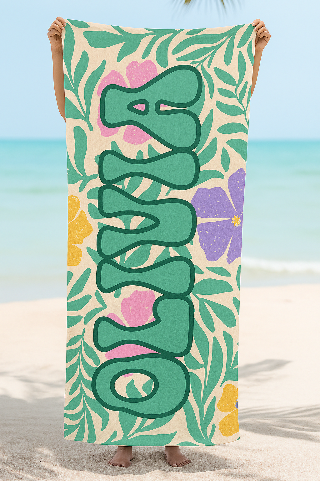 Tropical Bloom Custom Retro Name Towel T01