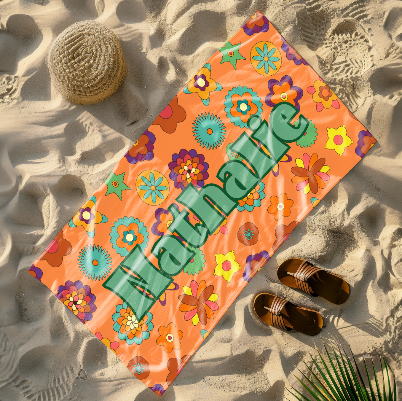 Bloomy Groovy Custom Name Towel T17