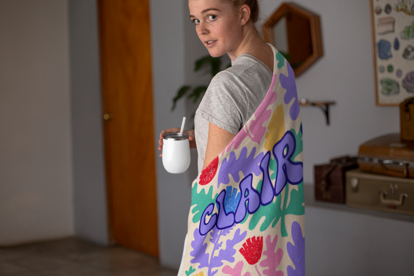 Groovy Retro Custom Name Blanket B01