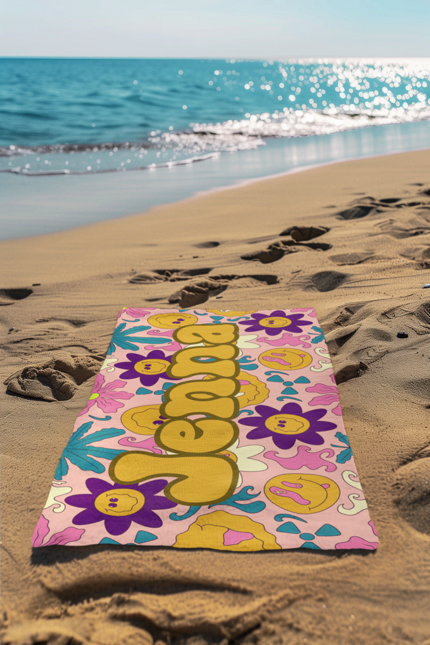 Trippy Smiles Custom Name Towel T19