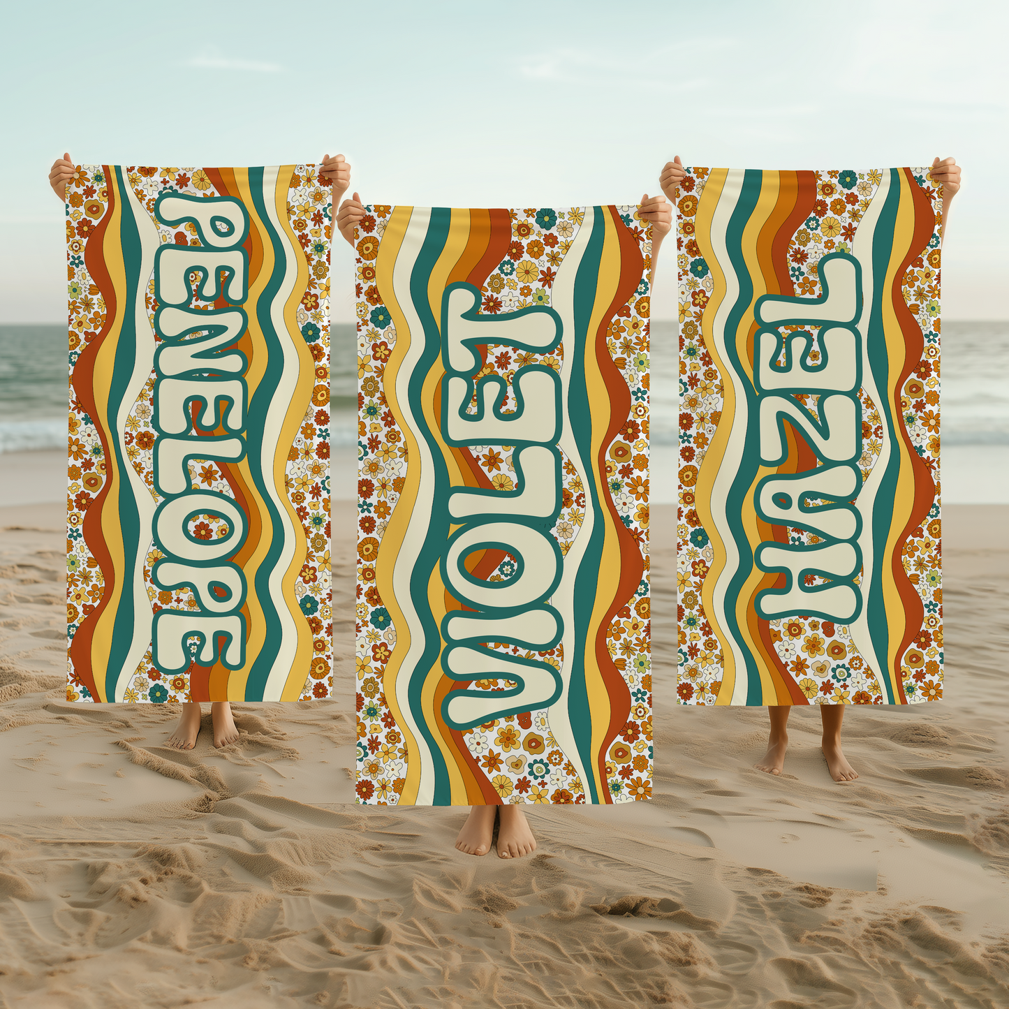 Groovy Garden – Personalized Beach Towel T04