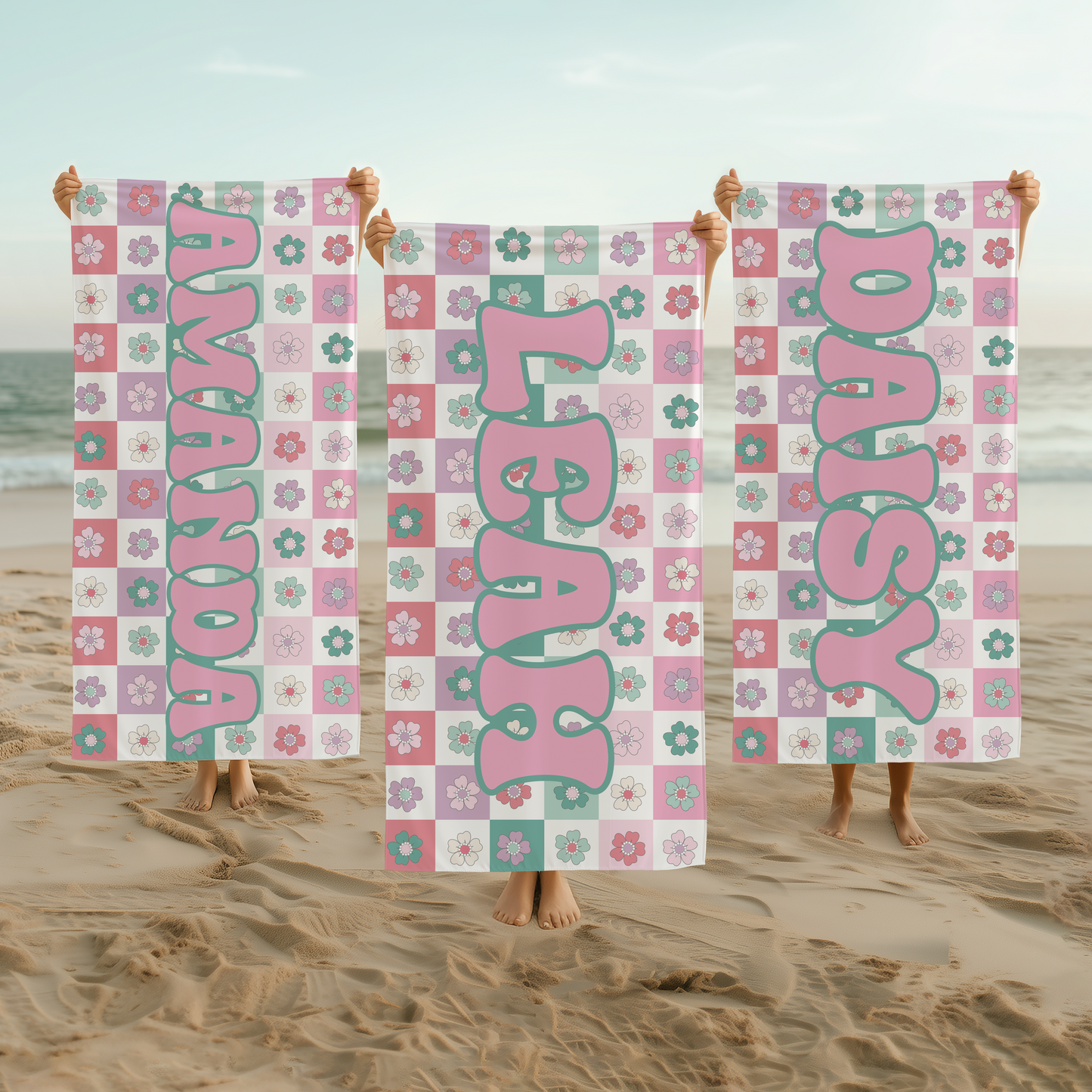 Pastel Petals Custom Name Towel T11