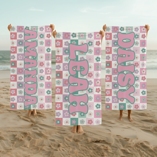 Pastel Petals Custom Name Towel T11