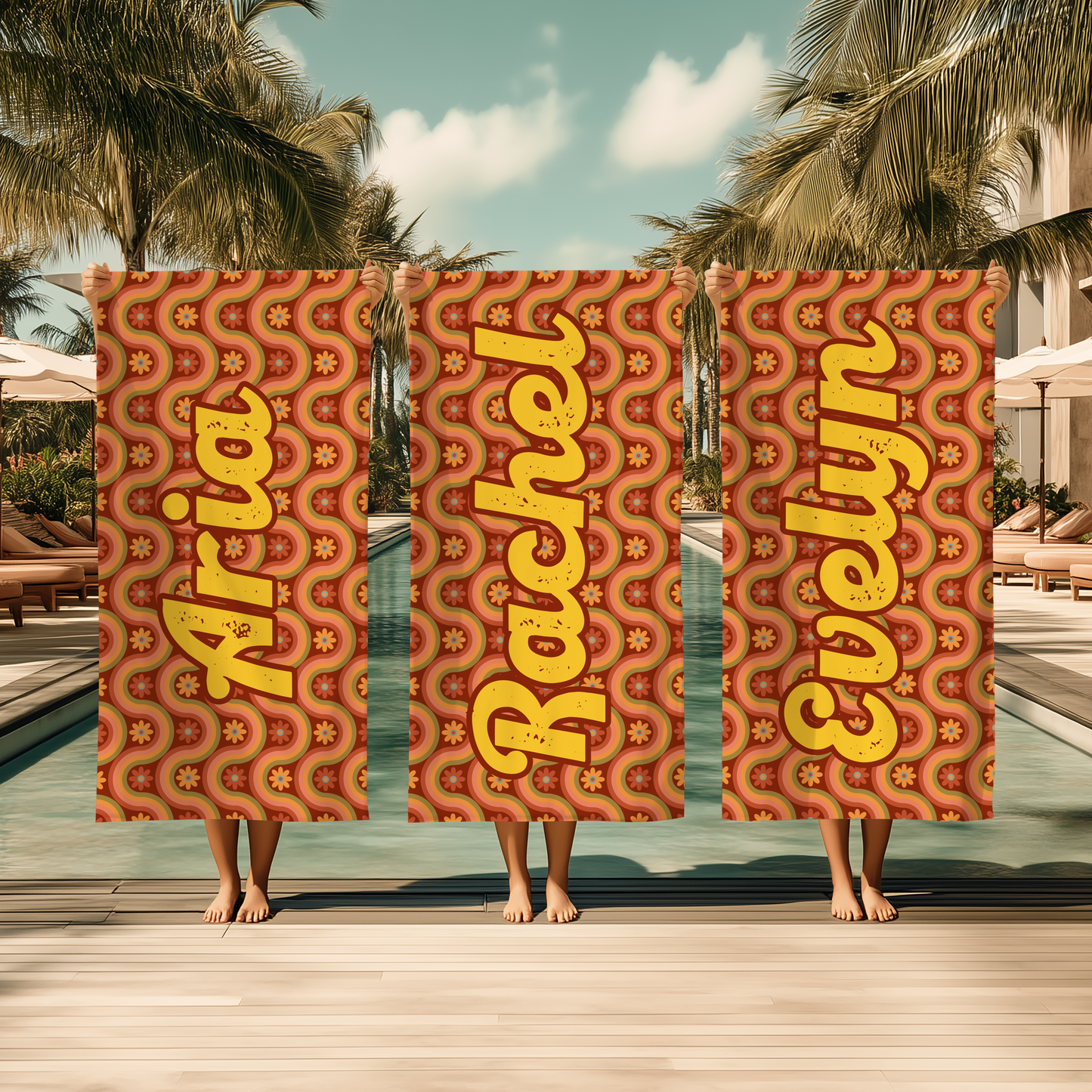 Funky Sunset – Retro Vibes Name Towel T05