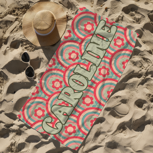 Floral Pop Custom Name Towel T12