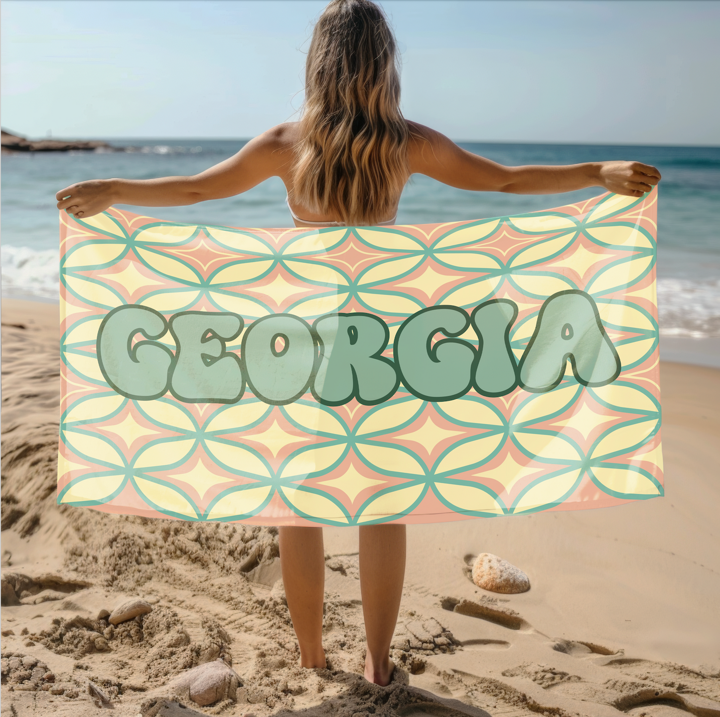 Mint Mirage Custom Name Towel T10