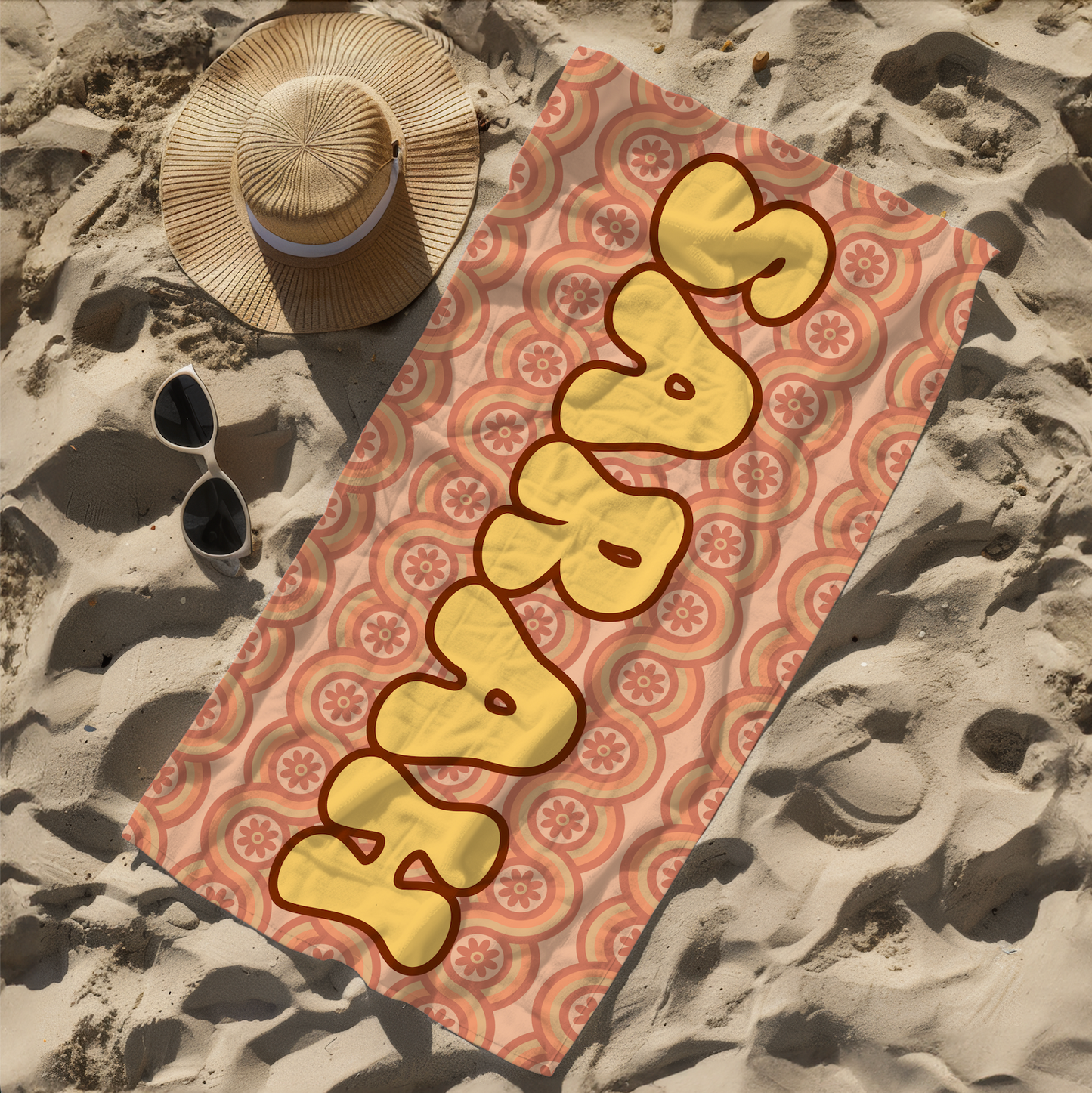 Groovy Daisy Custom Name Towel T13