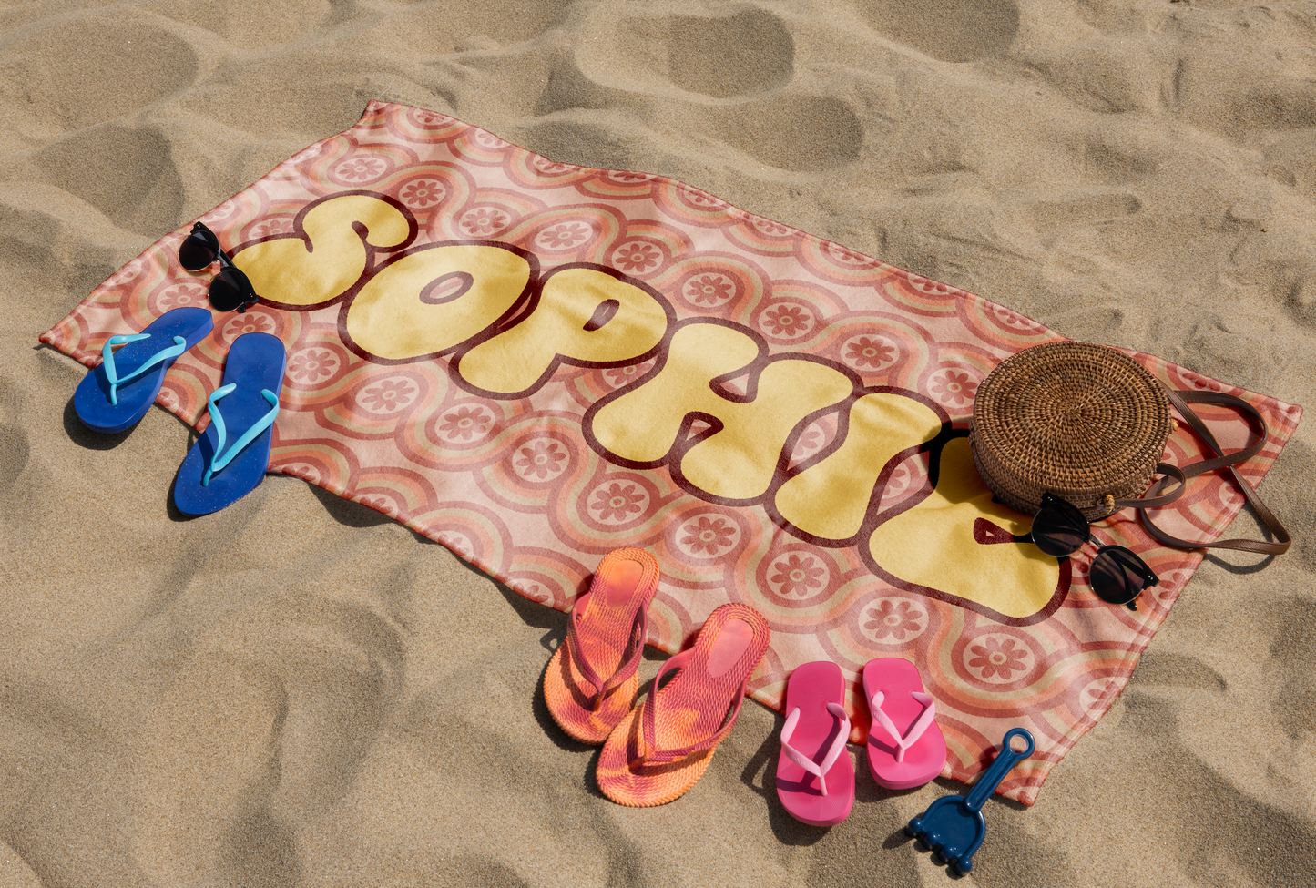 Groovy Daisy Custom Name Towel T13