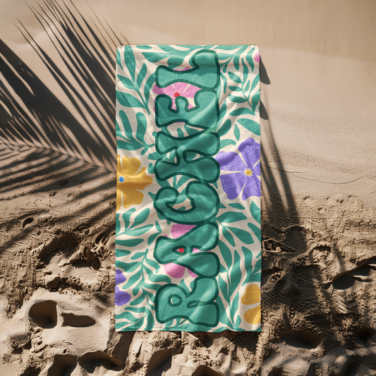 Tropical Bloom Custom Retro Name Towel T01