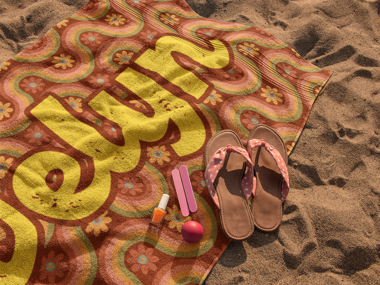 Funky Sunset – Retro Vibes Name Towel T05