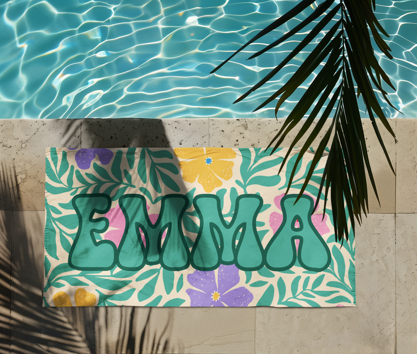 Tropical Bloom Custom Retro Name Towel T01