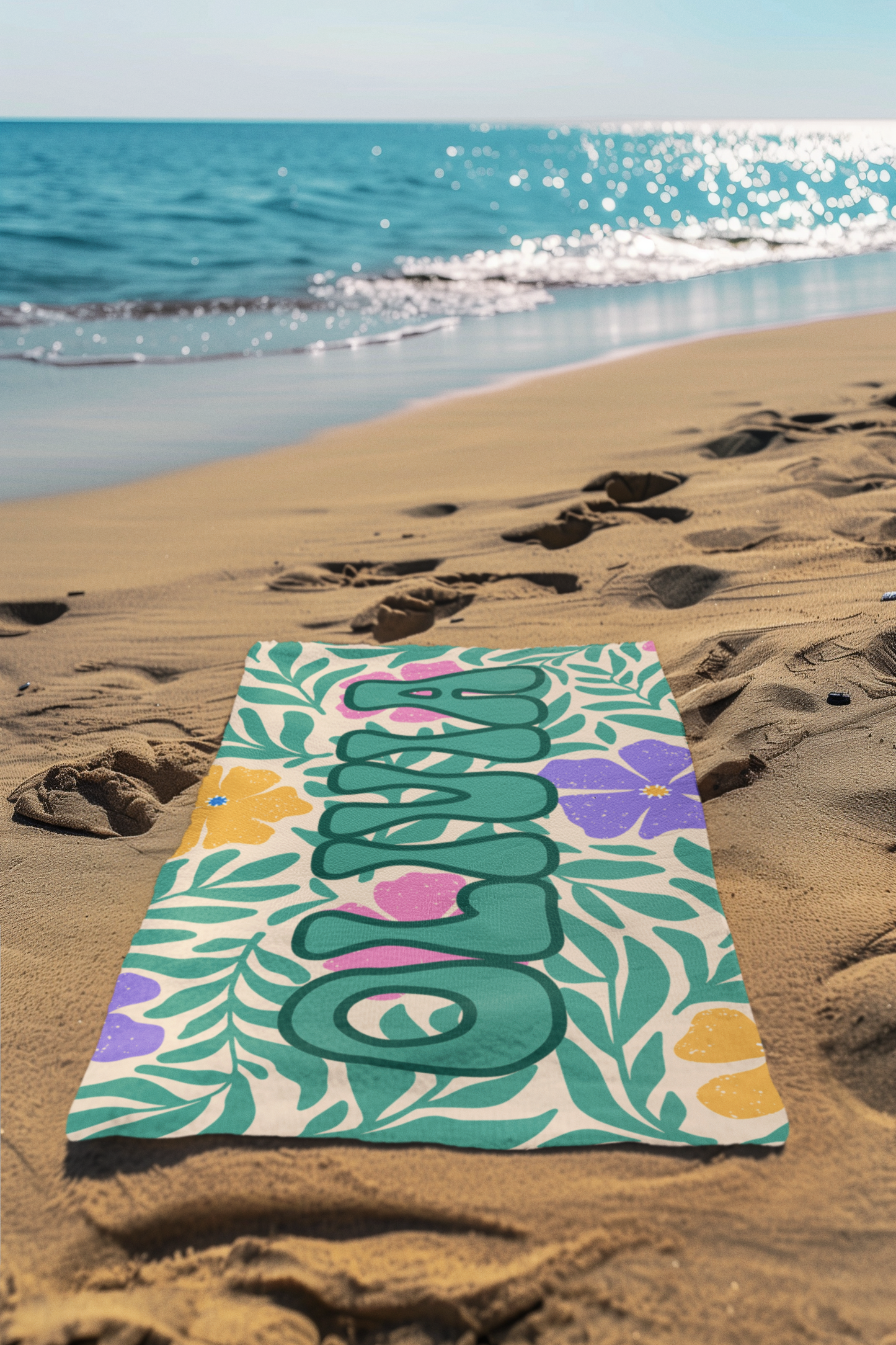 Tropical Bloom Custom Retro Name Towel T01