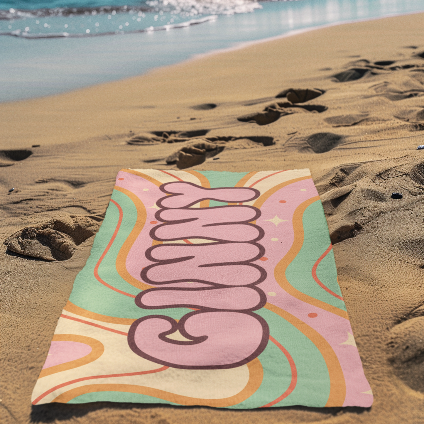 Cotton Candy Swirl Custom Name Towel T06