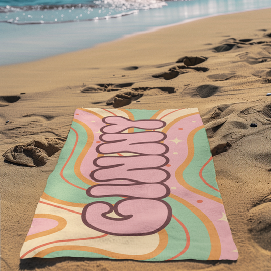 Cotton Candy Swirl Custom Name Towel T06