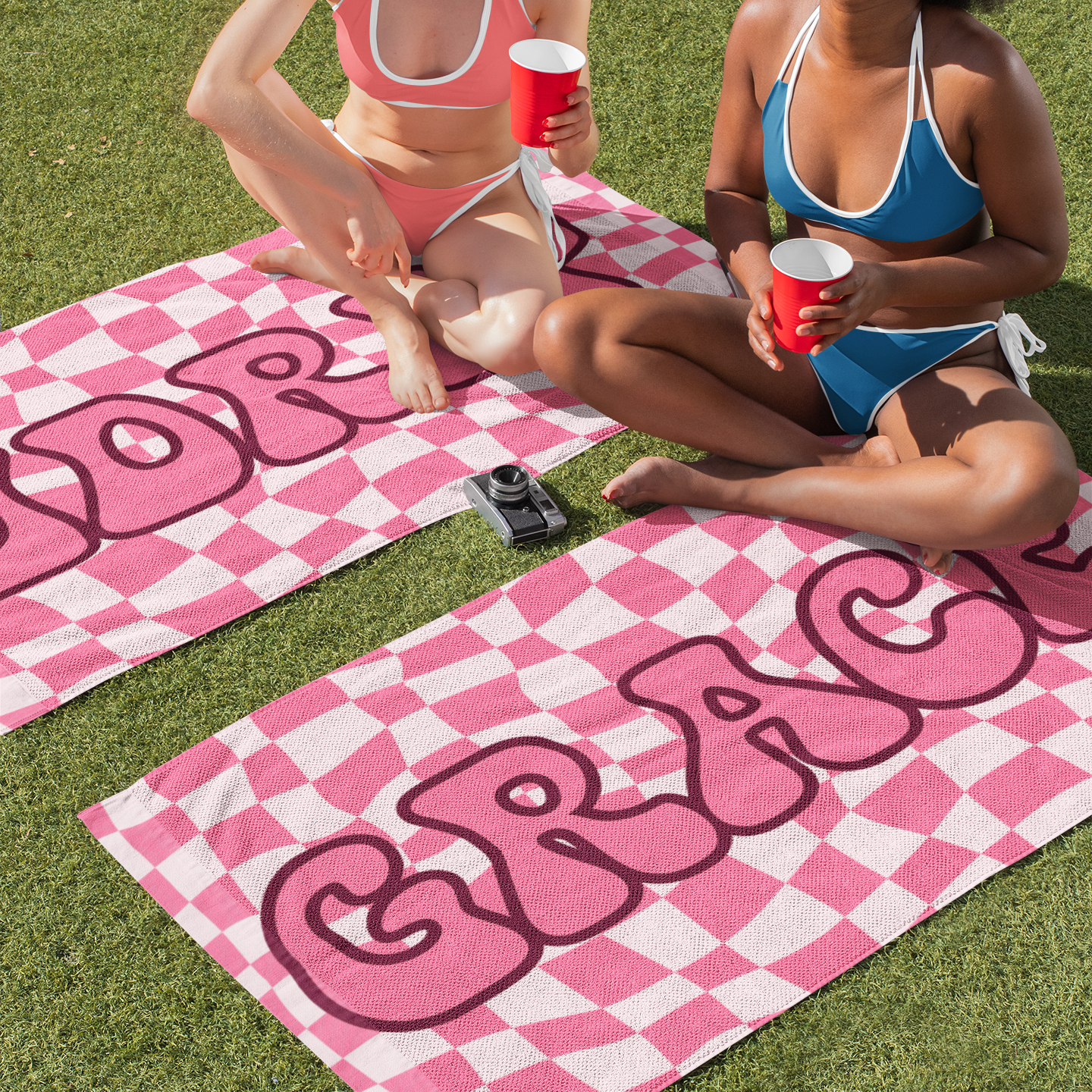 Wavy Check Custom Name Towel T20