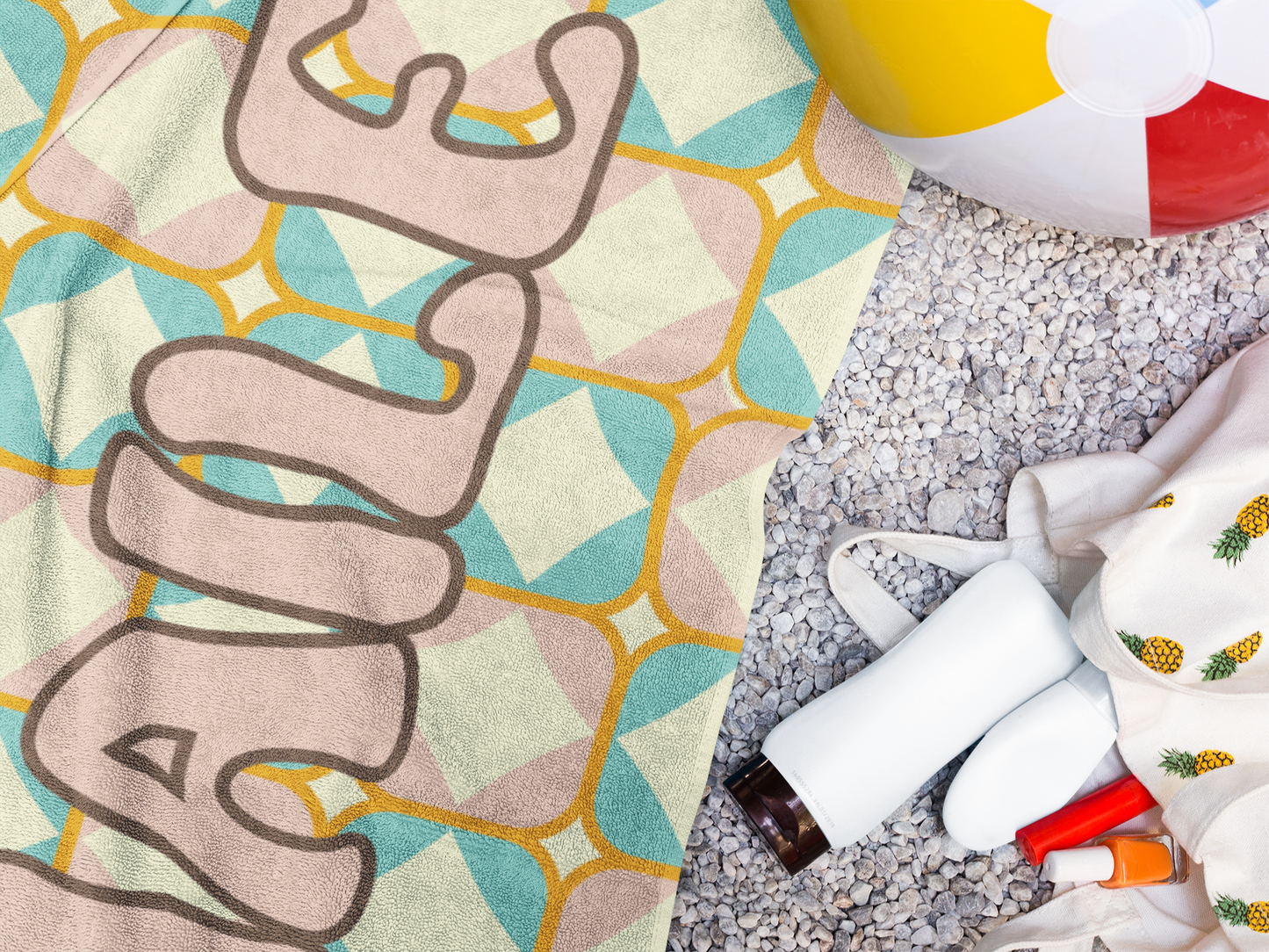 Daydream Lines Custom Name Towel T09