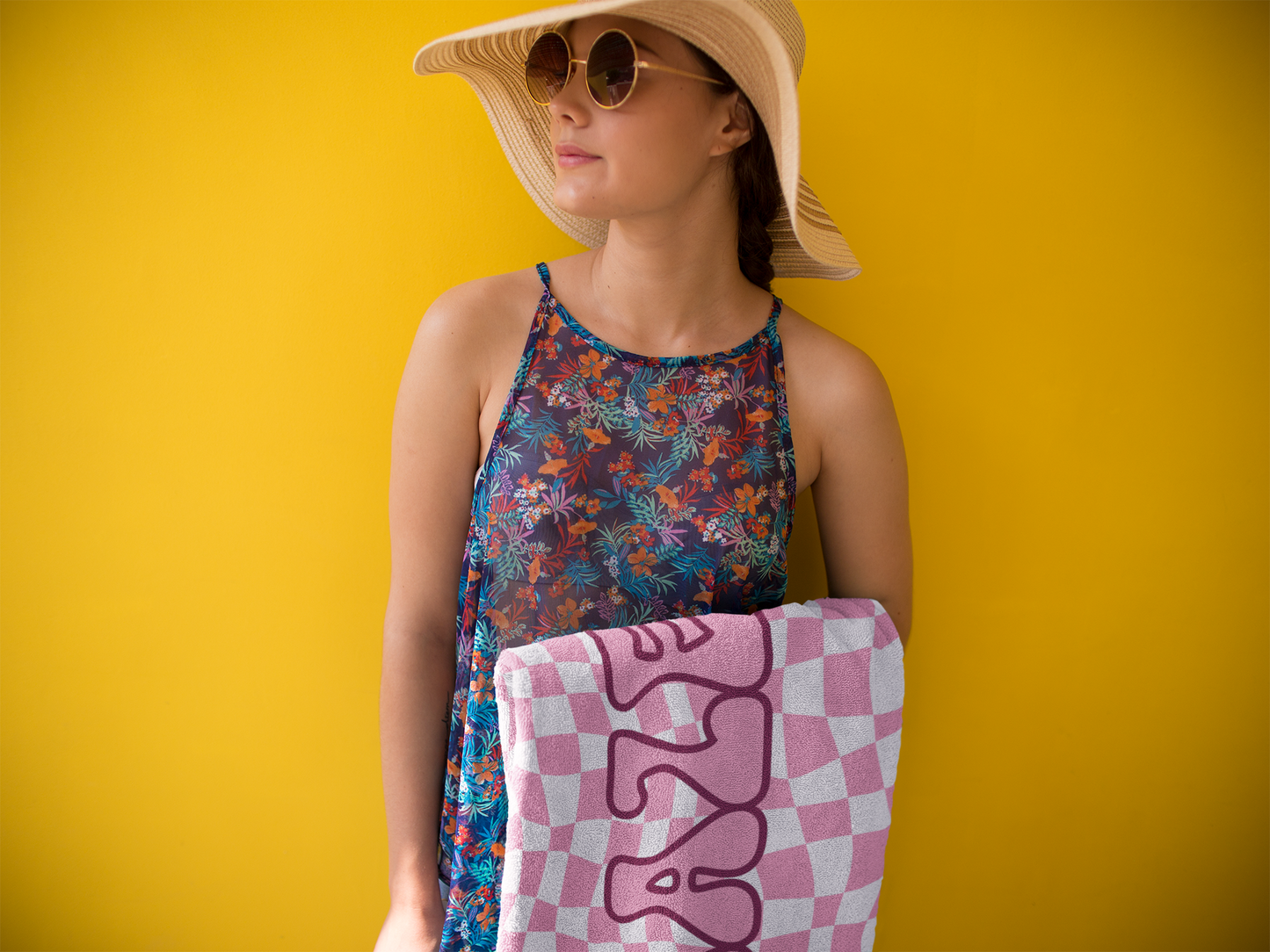 Wavy Check Custom Name Towel T20